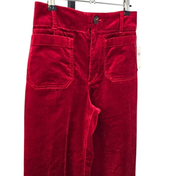 Anthropologie Maeve The Colette Crop Wide Leg Pant, Velvet, Red, Hi-Rise, 25 - Picture 9 of 9